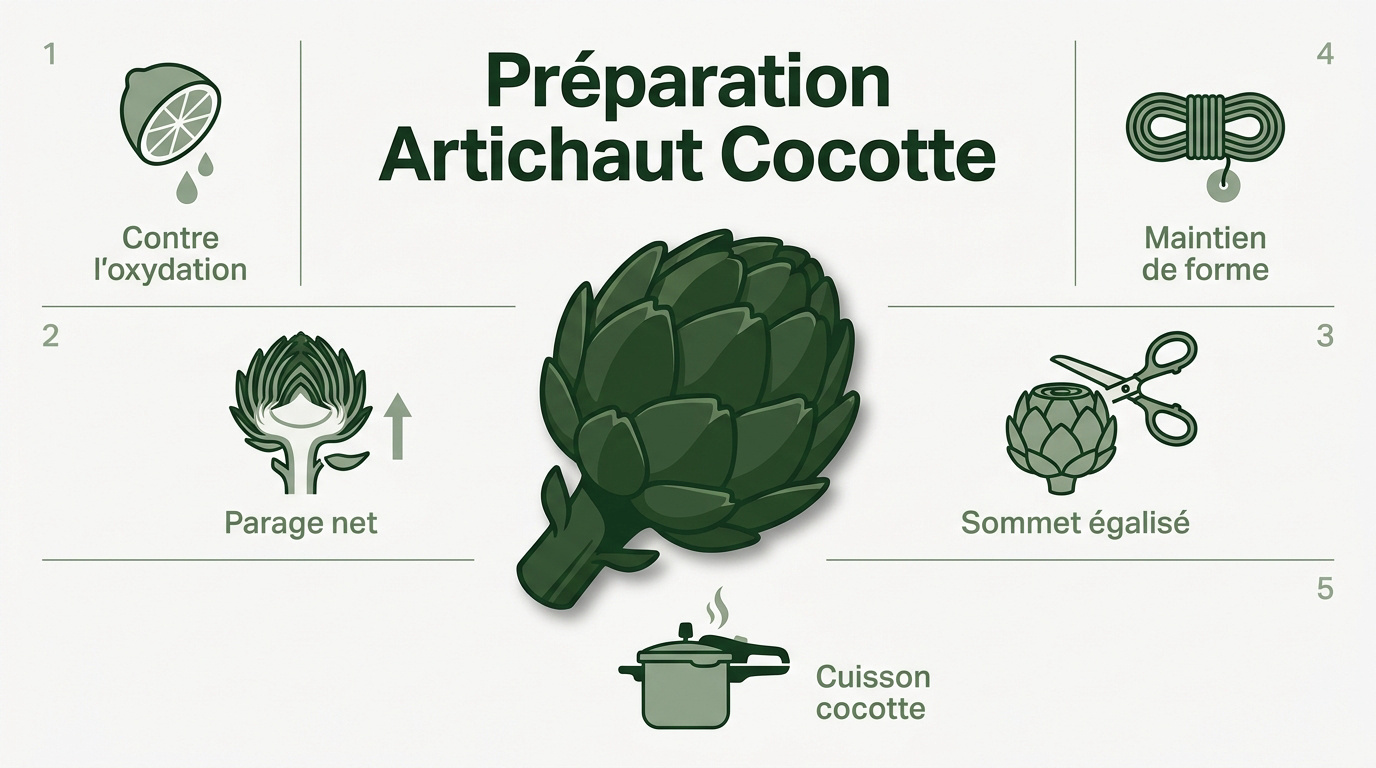 Préparation d'un artichaut frais