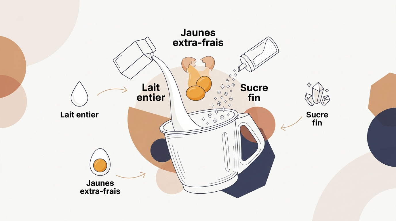 Ingrédients frais pour préparer une crème anglaise au Thermomix
