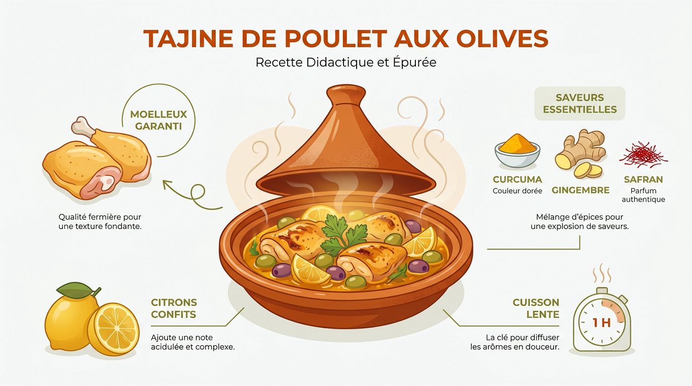 Tajine poulet olives : la recette marocaine traditionnelle