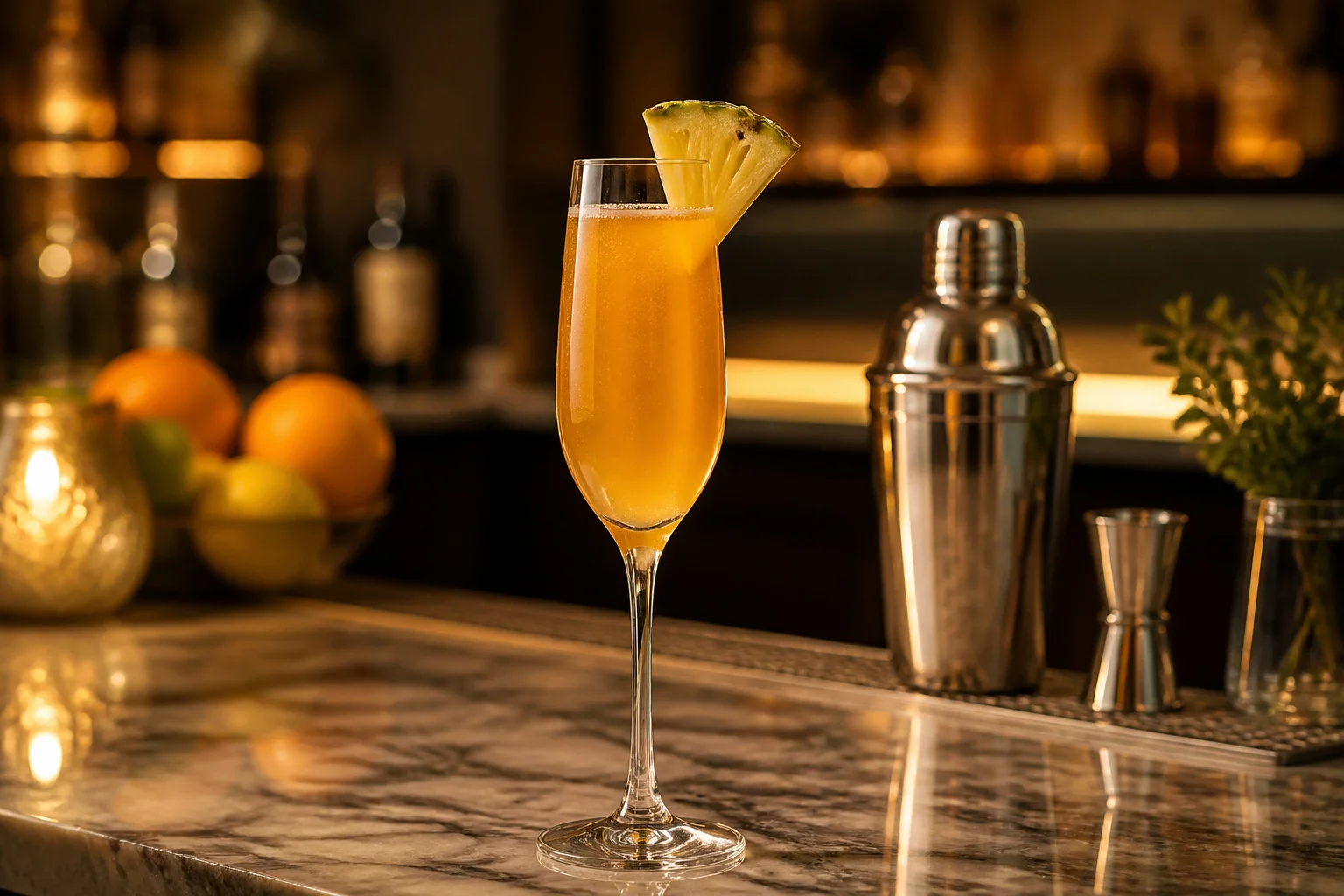 Cocktail madeleine dore et rafraichissant