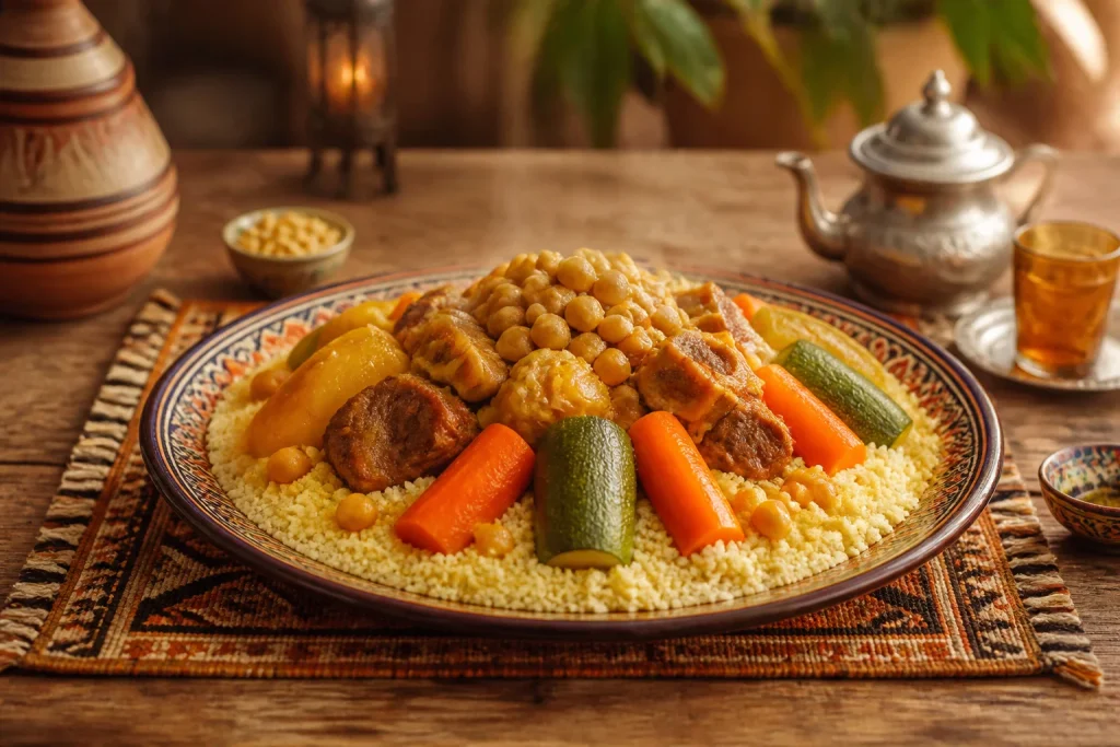 Couscous traditionnel aux legumes et viande