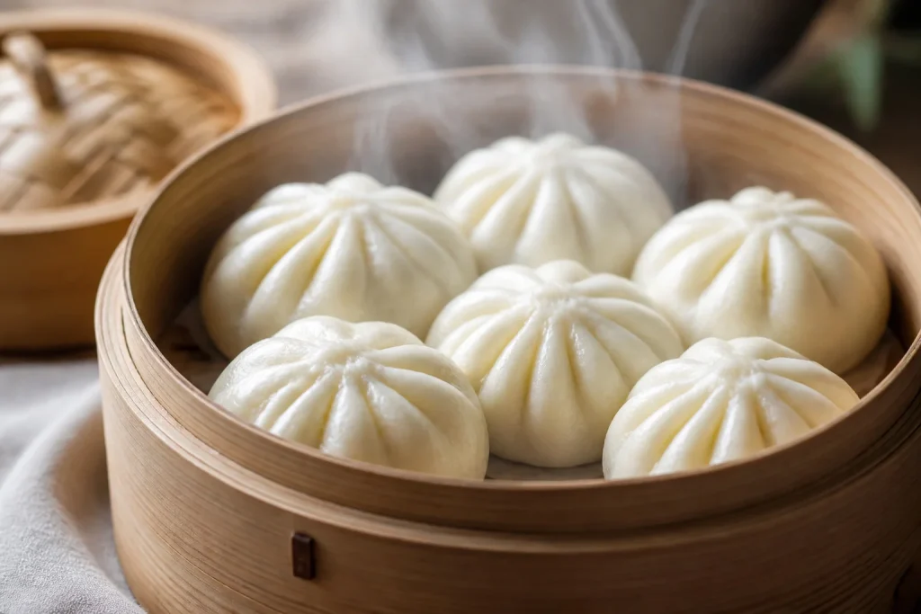 Bao a la vapeur fraichement prepares