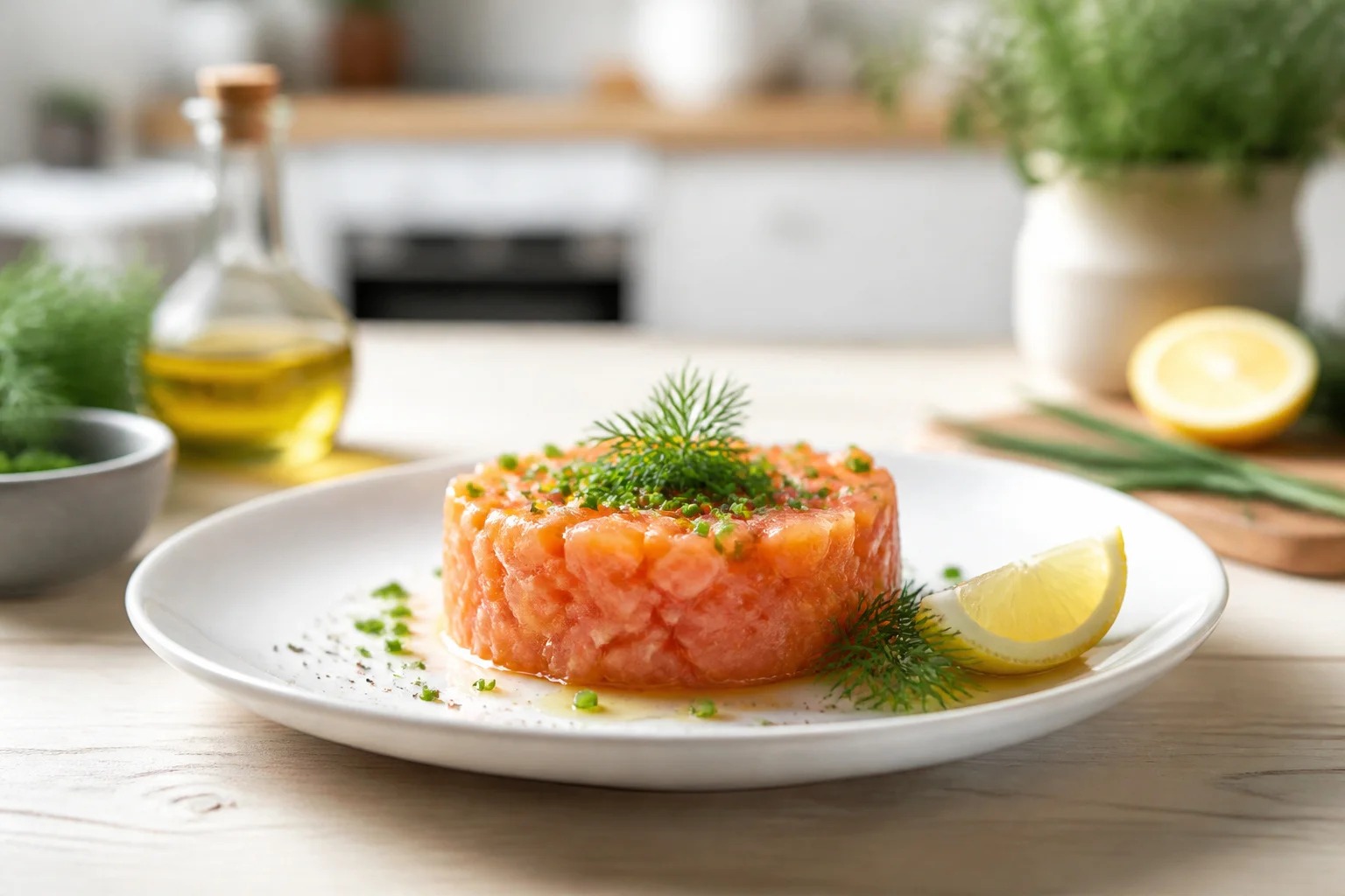 Tartare de saumon frais et colore