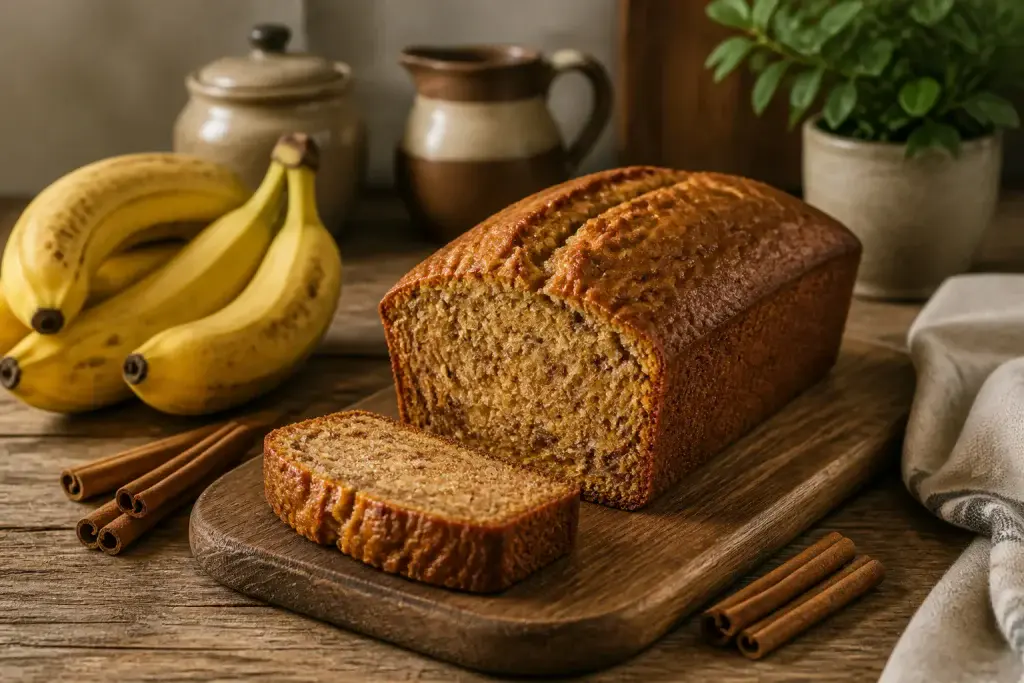 Pain aux bananes dore et epice