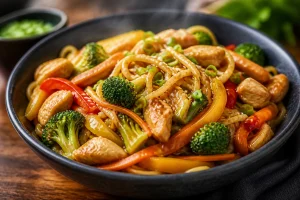 Nouilles sautées au poulet : recette express et savoureuse