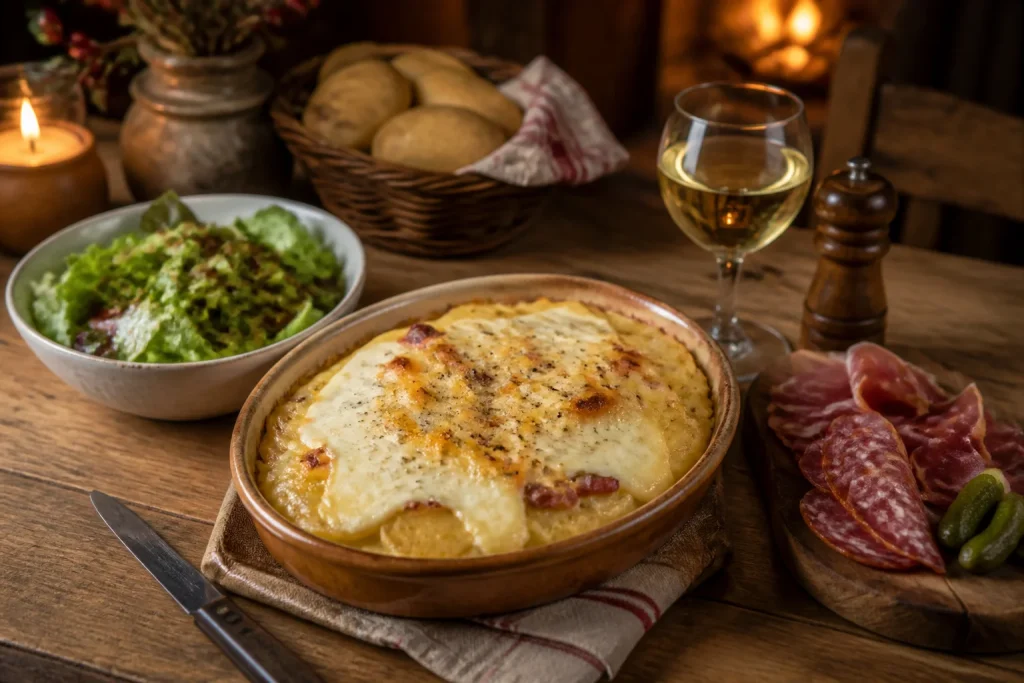 Tartiflette gourmande et ses accompagnements