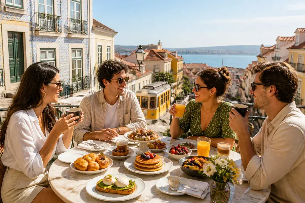 Brunch ensoleille a lisbonne avec vue panoramique