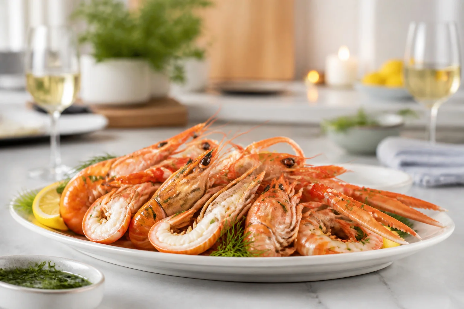 Langoustines fraichement preparees