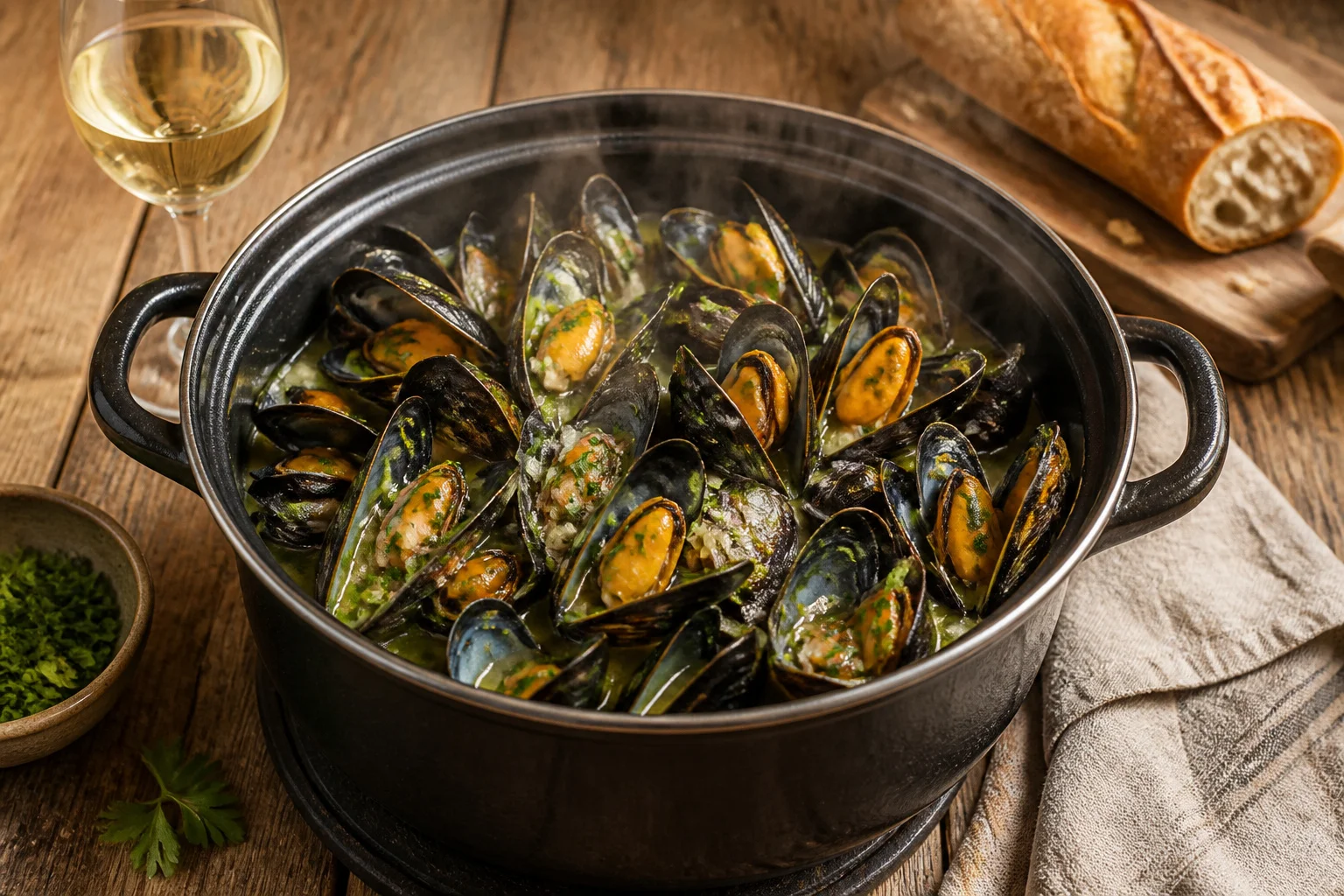 Moules marinieres fumantes