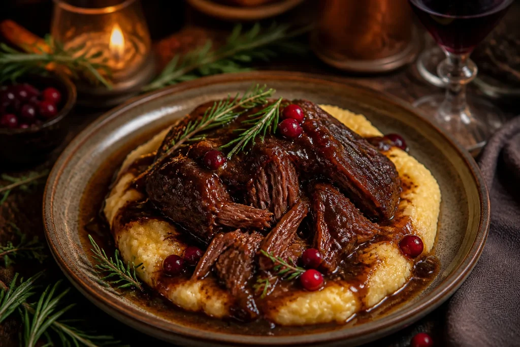 Sanglier savoureux sur polenta cremeuse