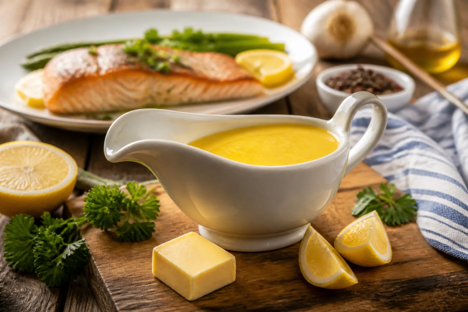Sauce au beurre et citron plat de poisson