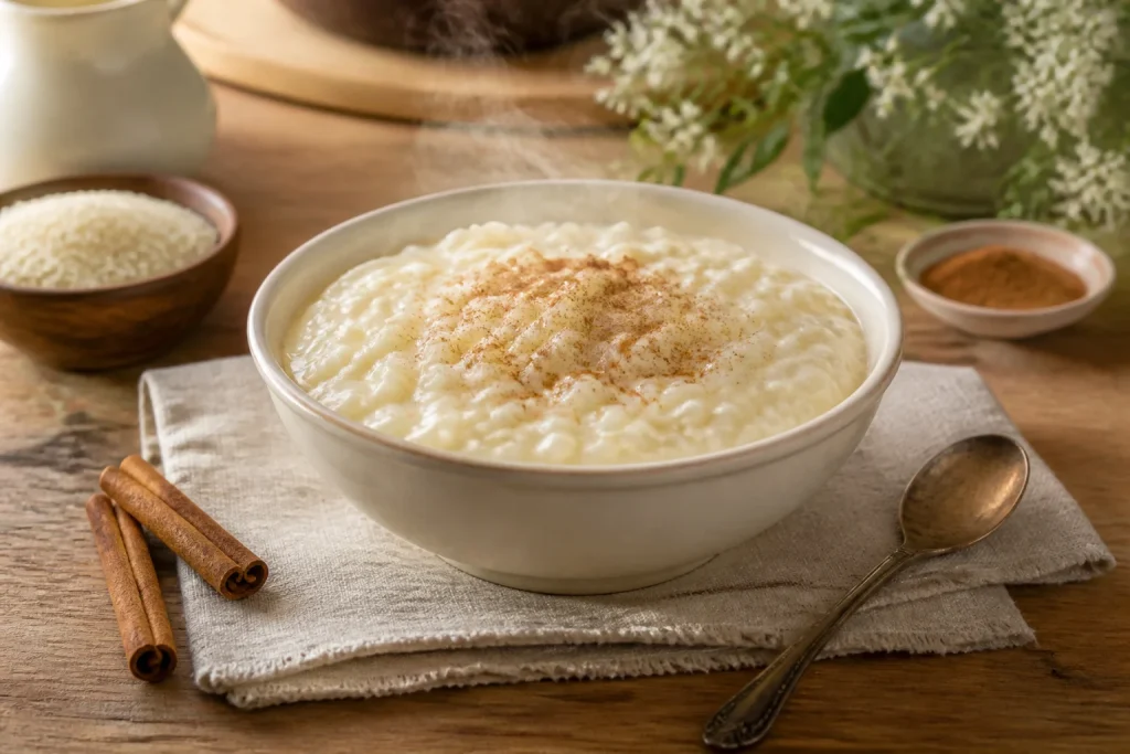 Riz au lait cremeux saupoudre de cannelle