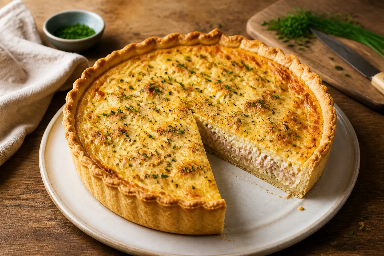 Quiche au thon doree et appetissante