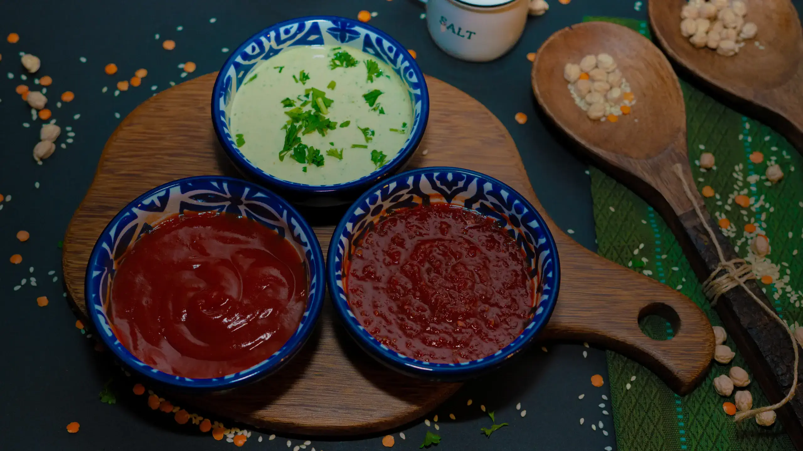 Sauces servies dans des bols